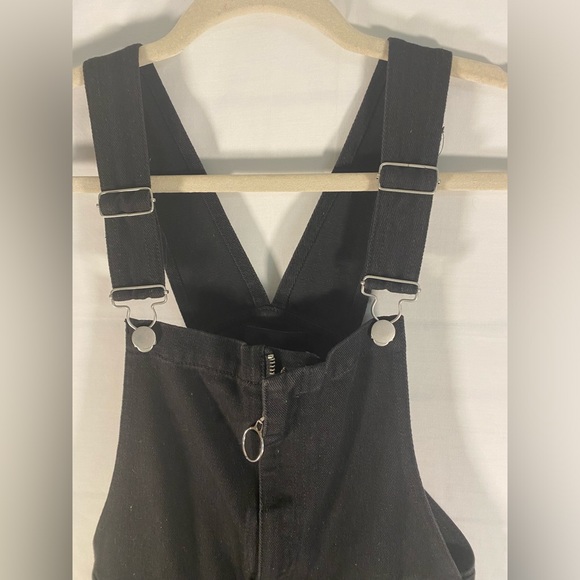 Nasty Gal Black Distress Grunge Denim Zip Front Pinafore. - Picture 3 of 7